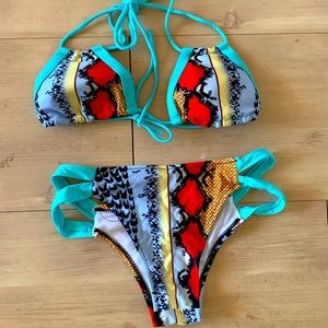 Colorful snake print swimsuit